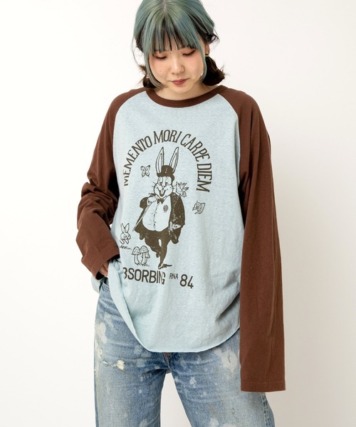 RNA(アールエヌエー)の「M2411 RABBIT EARLラグランロンT(Tシャツ/カットソー・レディース・ホワイト/スミクロ/イエロー/ミント/パープル・MEDIUM)」の1枚目の写真