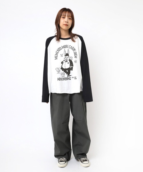 RNA(アールエヌエー)の「M2411 RABBIT EARLラグランロンT(Tシャツ/カットソー・レディース・ホワイト/スミクロ/イエロー/ミント/パープル・MEDIUM)」の8枚目の写真