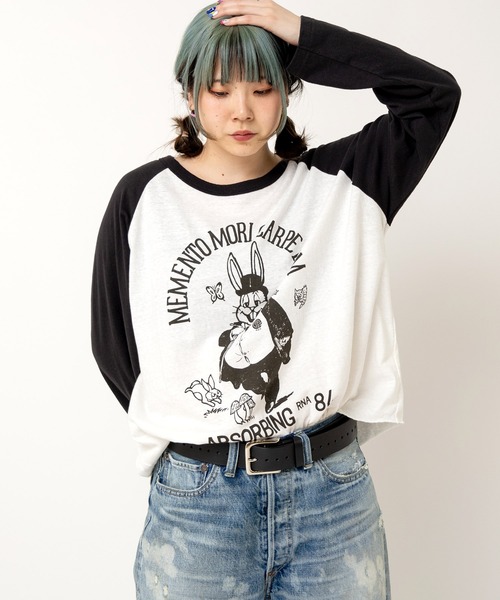 RNA(アールエヌエー)の「M2411 RABBIT EARLラグランロンT(Tシャツ/カットソー・レディース・ホワイト/スミクロ/イエロー/ミント/パープル・MEDIUM)」の11枚目の写真