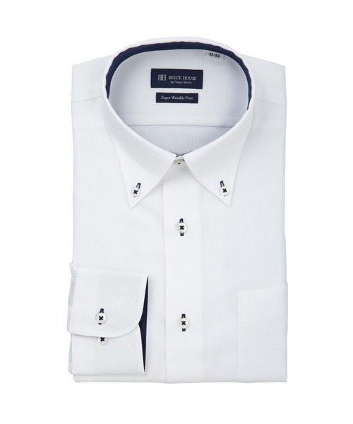 TOKYO SHIRTS(トウキョウシャツ)の「超形態安定ノーアイロン ボタンダウン 長袖ビジネスワイシャツ(ビジネスシャツ・メンズ・ホワイト・首回り37cm-裄丈80cm/首回り39cm-裄丈80cm/首回り39cm-裄丈84cm/首回り41cm-裄丈82cm/首回り41cm-裄丈86cm/首回り42cm-裄丈86cm/首回り43cm-裄丈86cm/首回り37cm-裄丈84cm/首回り42cm-裄丈82cm/首回り43cm-裄丈82cm)」の1枚目の写真