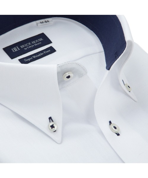 TOKYO SHIRTS(トウキョウシャツ)の「超形態安定ノーアイロン ボタンダウン 長袖ビジネスワイシャツ(ビジネスシャツ・メンズ・ホワイト・首回り37cm-裄丈80cm/首回り39cm-裄丈80cm/首回り39cm-裄丈84cm/首回り41cm-裄丈82cm/首回り41cm-裄丈86cm/首回り42cm-裄丈86cm/首回り43cm-裄丈86cm/首回り37cm-裄丈84cm/首回り42cm-裄丈82cm/首回り43cm-裄丈82cm)」の2枚目の写真