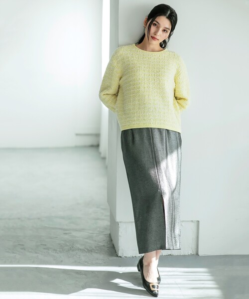 OPAQUE.CLIP（オペークドットクリップ）の「ラメナロースカート【洗濯機洗い可】（スカート・レディース・ベージュ系9/ブラック系5・38/40/42）」の11枚目の写真