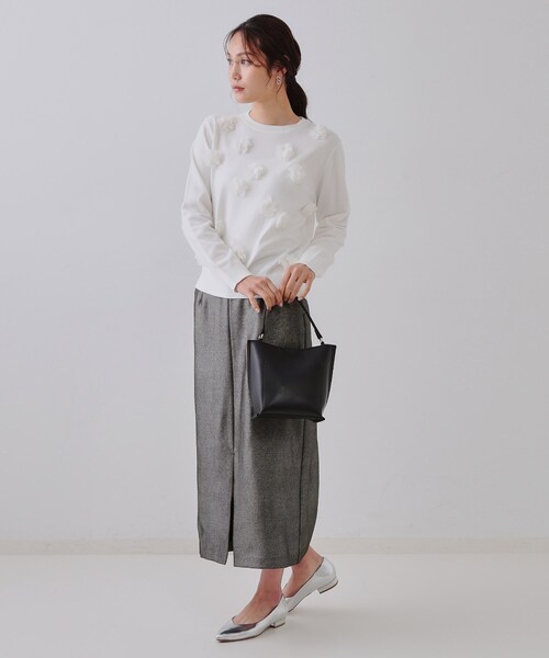 OPAQUE.CLIP（オペークドットクリップ）の「ラメナロースカート【洗濯機洗い可】（スカート・レディース・ベージュ系9/ブラック系5・38/40/42）」の9枚目の写真