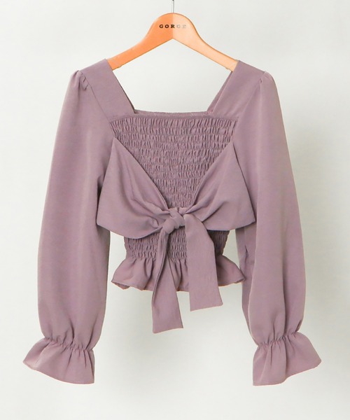 GORGE(ゴージ)の「《前後2WAY×スクエアネック》レディース シャーリングブラウス 体型カバー 春夏秋(シャツ/ブラウス・レディース・ラベンダー/アイボリー/ブラック/ホワイト系その他/ブラック系その他・F)」の5枚目の写真