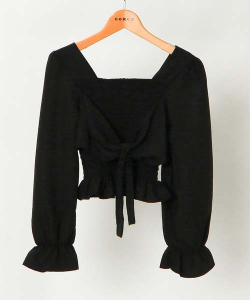 GORGE(ゴージ)の「《前後2WAY×スクエアネック》レディース シャーリングブラウス 体型カバー 春夏秋(シャツ/ブラウス・レディース・ラベンダー/アイボリー/ブラック/ホワイト系その他/ブラック系その他・F)」の4枚目の写真