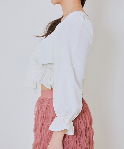 GORGE(ゴージ)の「《前後2WAY×スクエアネック》レディース シャーリングブラウス 体型カバー 春夏秋(シャツ/ブラウス・レディース・ラベンダー/アイボリー/ブラック/ホワイト系その他/ブラック系その他・F)」の10枚目の写真