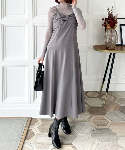 CLEAR BASIC（クリアベーシック）の「【低身長サイズ有】リボンデザインキャミワンピース[大人 可愛い フェミニン]≪SS新作≫（ワンピース・レディース・グレー/ブラック/ブルー・XS/F）」の20枚目の写真