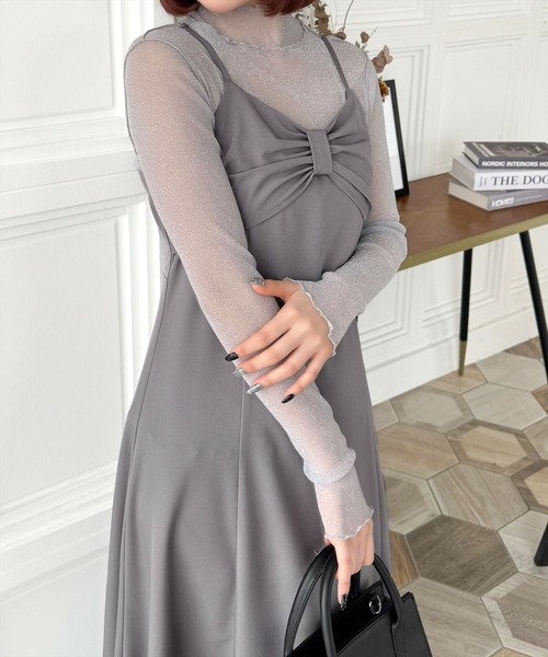 CLEAR BASIC（クリアベーシック）の「【低身長サイズ有】リボンデザインキャミワンピース[大人 可愛い フェミニン]≪SS新作≫（ワンピース・レディース・グレー/ブラック/ブルー・XS/F）」の21枚目の写真