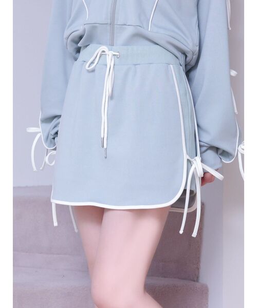 EAT ME リボンスウェットミニスカパン　水色　サックス リボンスウェットミニスカパン（セットアップ可能）[品番