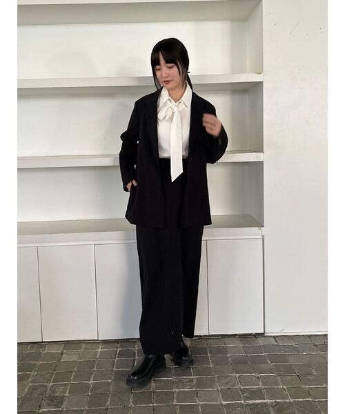 セール】【柳橋唯コラボ】ワイドスリーブタイネックシャツ