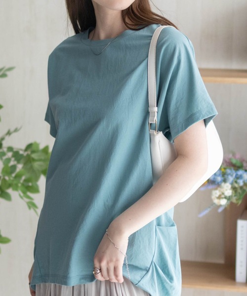 NAVY(ネイビー)の「nAvy SARARI 裾タックチュニック(Tシャツ/カットソー・レディース・ホワイト/ラベンダー/エメラルド/チャコールグレー・M/L)」の3枚目の写真