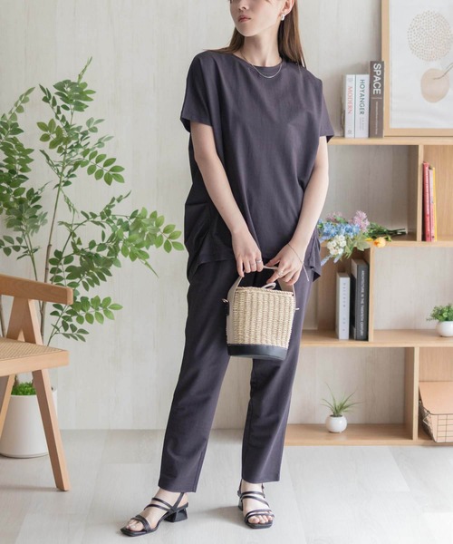 NAVY(ネイビー)の「nAvy SARARI 裾タックチュニック(Tシャツ/カットソー・レディース・ホワイト/ラベンダー/エメラルド/チャコールグレー・M/L)」の9枚目の写真