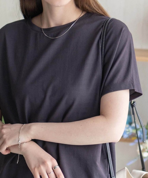 NAVY(ネイビー)の「nAvy SARARI 裾タックチュニック(Tシャツ/カットソー・レディース・ホワイト/ラベンダー/エメラルド/チャコールグレー・M/L)」の10枚目の写真