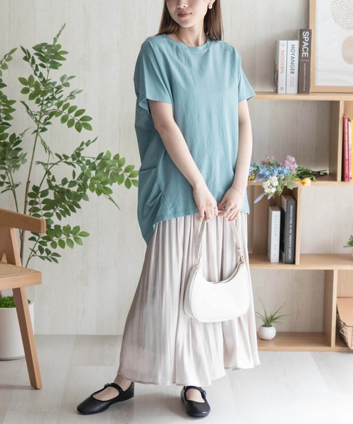 NAVY(ネイビー)の「nAvy SARARI 裾タックチュニック(Tシャツ/カットソー・レディース・ホワイト/ラベンダー/エメラルド/チャコールグレー・M/L)」の15枚目の写真