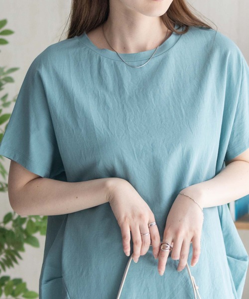 NAVY(ネイビー)の「nAvy SARARI 裾タックチュニック(Tシャツ/カットソー・レディース・ホワイト/ラベンダー/エメラルド/チャコールグレー・M/L)」の16枚目の写真