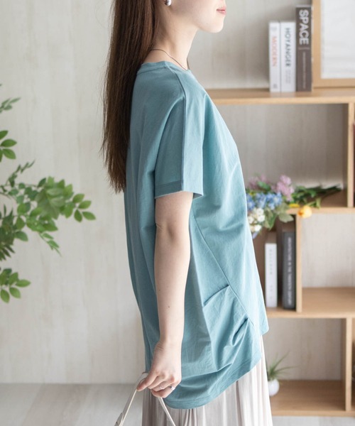 NAVY(ネイビー)の「nAvy SARARI 裾タックチュニック(Tシャツ/カットソー・レディース・ホワイト/ラベンダー/エメラルド/チャコールグレー・M/L)」の17枚目の写真