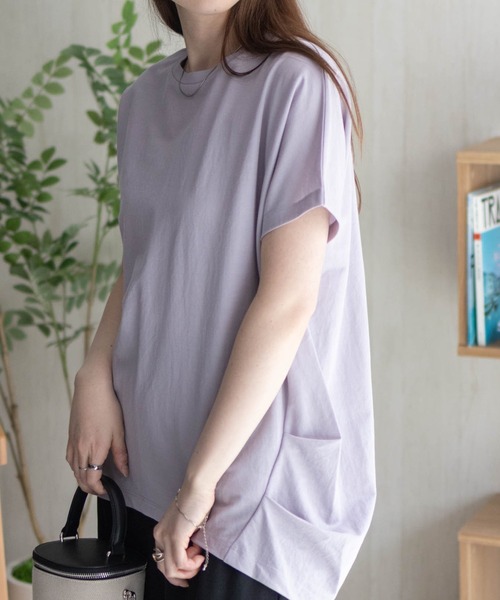 NAVY(ネイビー)の「nAvy SARARI 裾タックチュニック(Tシャツ/カットソー・レディース・ホワイト/ラベンダー/エメラルド/チャコールグレー・M/L)」の21枚目の写真