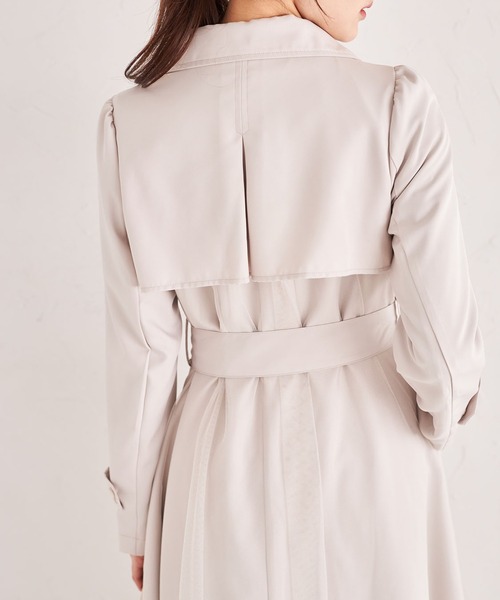 tocco closet（トッコ　クローゼット）の「ウエストりぼん付き後ろチュール切り替えトレンチコート（トレンチコート・レディース・ベージュ/ネイビー/ライトベージュ・M）」の9枚目の写真