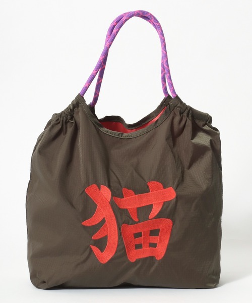 HOUSTON(ヒューストン)の「HOUSTON(ヒューストン)NYLON MARKET BAG/猫刺繍ナイロンマーケットバッグ レディース メンズ ユニセックス(トートバッグ・レディース・オリーブ/ブルー系その他/ピンク/ライトピンク/ダークグリーン/イエロー・FREE)」の11枚目の写真