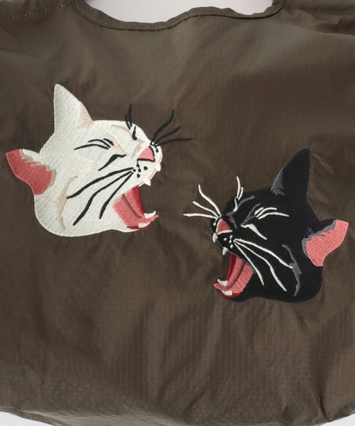 HOUSTON(ヒューストン)の「HOUSTON(ヒューストン)NYLON MARKET BAG/猫刺繍ナイロンマーケットバッグ レディース メンズ ユニセックス(トートバッグ・レディース・オリーブ/ブルー系その他/ピンク/ライトピンク/ダークグリーン/イエロー・FREE)」の14枚目の写真