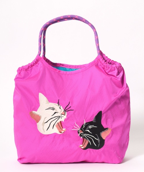 HOUSTON(ヒューストン)の「HOUSTON(ヒューストン)NYLON MARKET BAG/猫刺繍ナイロンマーケットバッグ レディース メンズ ユニセックス(トートバッグ・レディース・オリーブ/ブルー系その他/ピンク/ライトピンク/ダークグリーン/イエロー・FREE)」の20枚目の写真