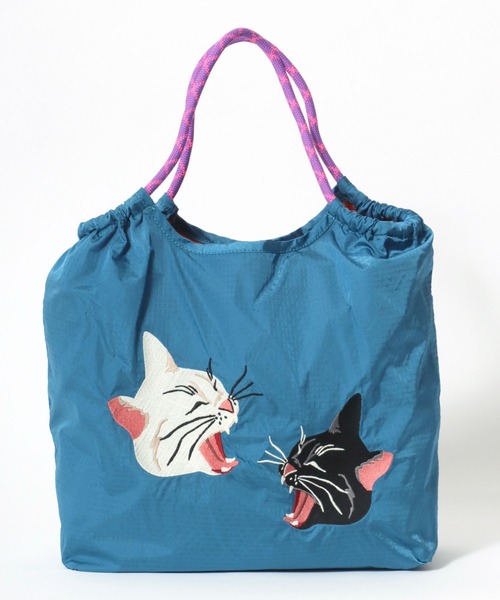 HOUSTON(ヒューストン)の「HOUSTON(ヒューストン)NYLON MARKET BAG/猫刺繍ナイロンマーケットバッグ レディース メンズ ユニセックス(トートバッグ・レディース・オリーブ/ブルー系その他/ピンク/ライトピンク/ダークグリーン/イエロー・FREE)」の16枚目の写真