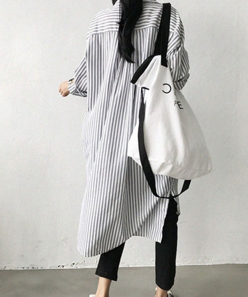 SallyLunn(サリーラン)の「ストライプシャツワンピース(シャツ/ブラウス・レディース・ホワイト/ブルー・LARGE/MEDIUM)」の8枚目の写真