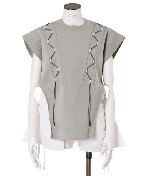 UN3D.（アンスリード）の「WAVE CODE KNIT TOPS【セットアップ着用可能】 / ウェーブコードニットトップス（ニット/セーター・レディース・ベージュ/ブラック/カーキ・38/36）」の12枚目の写真