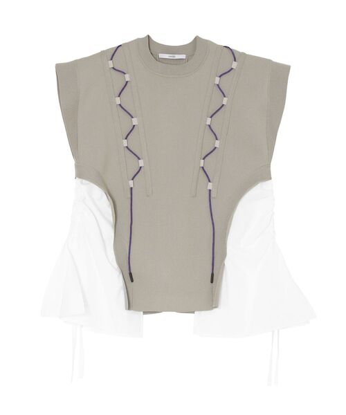 UN3D.（アンスリード）の「WAVE CODE KNIT TOPS【セットアップ着用可能】 / ウェーブコードニットトップス（ニット/セーター・レディース・ベージュ/ブラック/カーキ・38/36）」の19枚目の写真