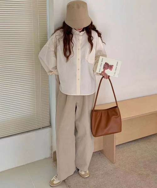 aimoha(アイモハ)の「コットンボタンアップシャツ(シャツ/ブラウス・レディース・イエロー/ブルー/ライトベージュ/グリーン・FREE)」の10枚目の写真