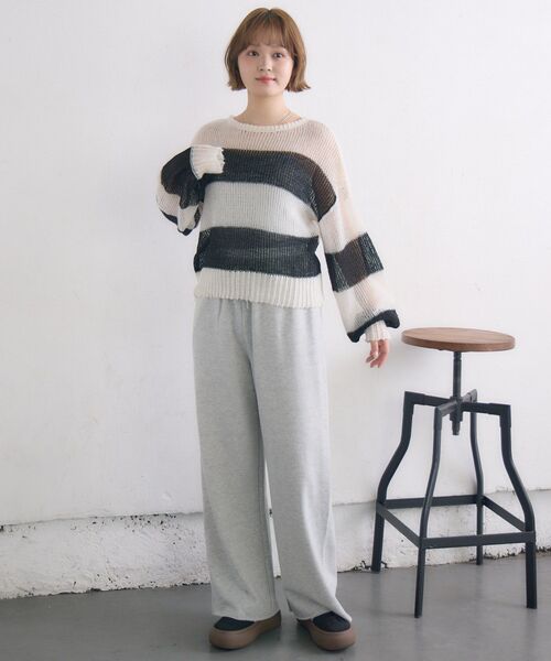 RETRO GIRL(レトロガール)の「モヘアボーダーNT(ニット/セーター・レディース・ブルー系その他3/オレンジ系その他3/ブラック系その他3・FREE)」の4枚目の写真