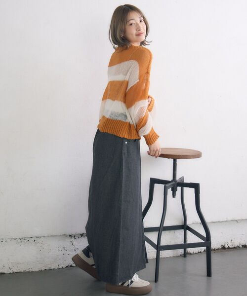 RETRO GIRL(レトロガール)の「モヘアボーダーNT(ニット/セーター・レディース・ブルー系その他3/オレンジ系その他3/ブラック系その他3・FREE)」の13枚目の写真