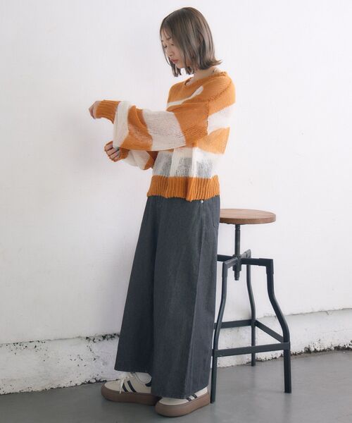 RETRO GIRL(レトロガール)の「モヘアボーダーNT(ニット/セーター・レディース・ブルー系その他3/オレンジ系その他3/ブラック系その他3・FREE)」の14枚目の写真