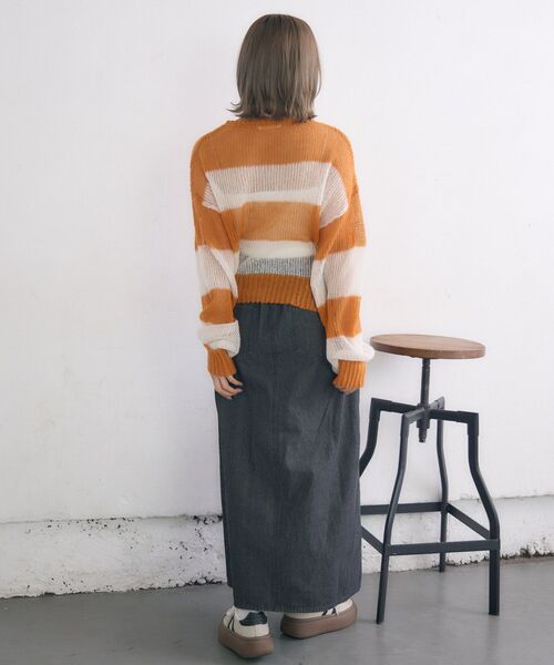 RETRO GIRL(レトロガール)の「モヘアボーダーNT(ニット/セーター・レディース・ブルー系その他3/オレンジ系その他3/ブラック系その他3・FREE)」の15枚目の写真
