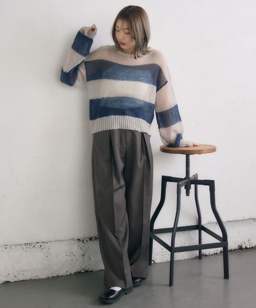 RETRO GIRL(レトロガール)の「モヘアボーダーNT(ニット/セーター・レディース・ブルー系その他3/オレンジ系その他3/ブラック系その他3・FREE)」の20枚目の写真