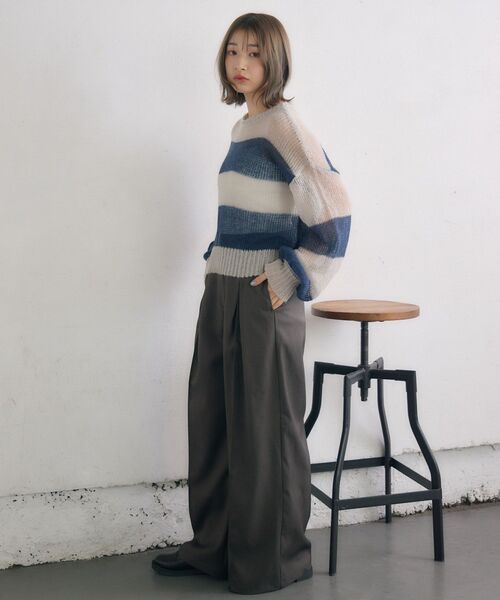 RETRO GIRL(レトロガール)の「モヘアボーダーNT(ニット/セーター・レディース・ブルー系その他3/オレンジ系その他3/ブラック系その他3・FREE)」の22枚目の写真
