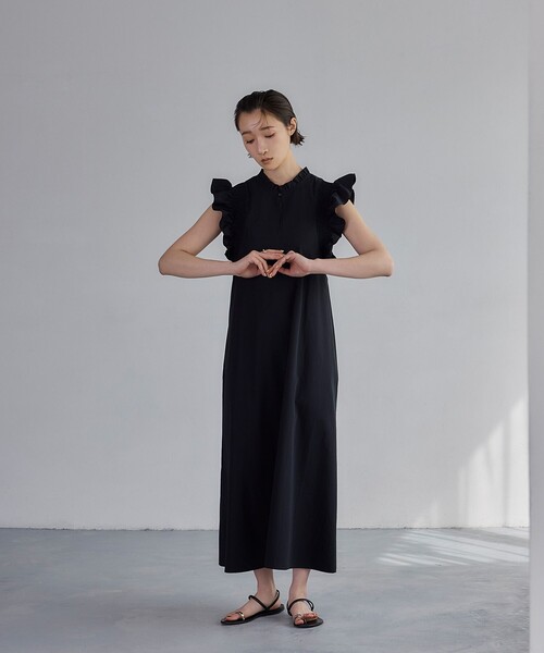 EMMEL REFINES シャーリング フリル ノースリーブ ワンピース UNITED ARROWS green label relaxing｜<EMMEL REFINES>EM