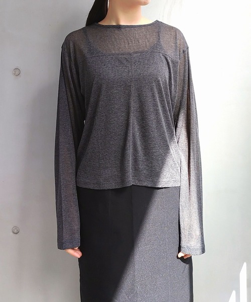 Q（キュー）の「スラブシアープルオーバー（Tシャツ/カットソー・レディース・アイボリー/チャコールグレー・MEDIUM）」の19枚目の写真