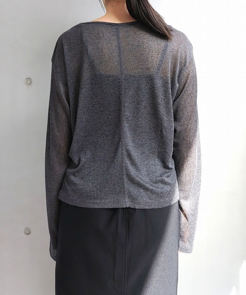 Q（キュー）の「スラブシアープルオーバー（Tシャツ/カットソー・レディース・アイボリー/チャコールグレー・MEDIUM）」の12枚目の写真