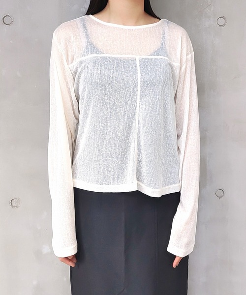 Q（キュー）の「スラブシアープルオーバー（Tシャツ/カットソー・レディース・アイボリー/チャコールグレー・MEDIUM）」の13枚目の写真