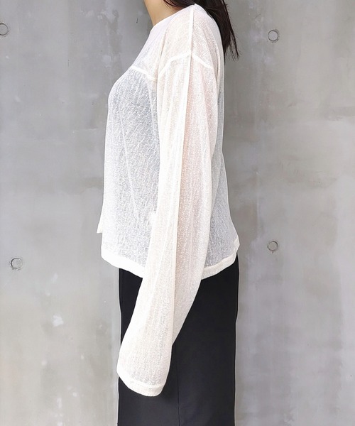 Q（キュー）の「スラブシアープルオーバー（Tシャツ/カットソー・レディース・アイボリー/チャコールグレー・MEDIUM）」の14枚目の写真