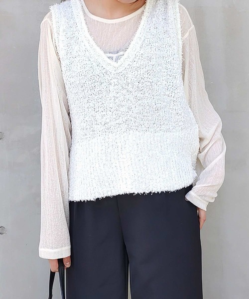 Q（キュー）の「スラブシアープルオーバー（Tシャツ/カットソー・レディース・アイボリー/チャコールグレー・MEDIUM）」の18枚目の写真