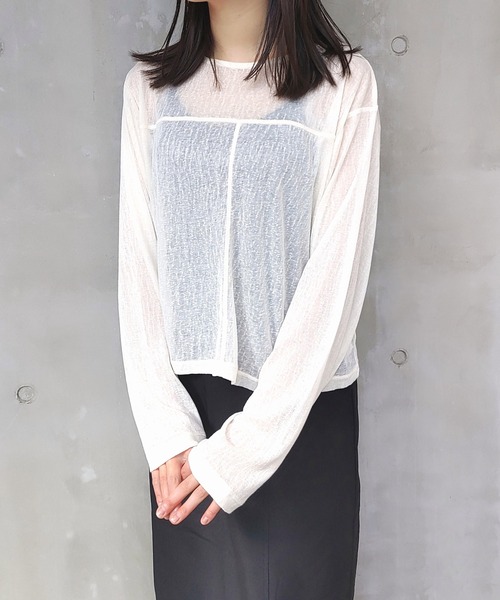 Q（キュー）の「スラブシアープルオーバー（Tシャツ/カットソー・レディース・アイボリー/チャコールグレー・MEDIUM）」の17枚目の写真