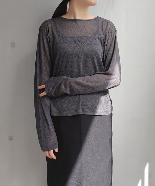 Q（キュー）の「スラブシアープルオーバー（Tシャツ/カットソー・レディース・アイボリー/チャコールグレー・MEDIUM）」の21枚目の写真