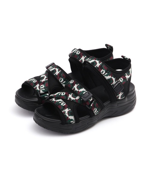 AVIREX(アヴィレックス)の「《直営店限定》TAPE SANDAL/テープサンダル(サンダル・レディース・ブラック/カモフラージュ・25/24/23)」の1枚目の写真