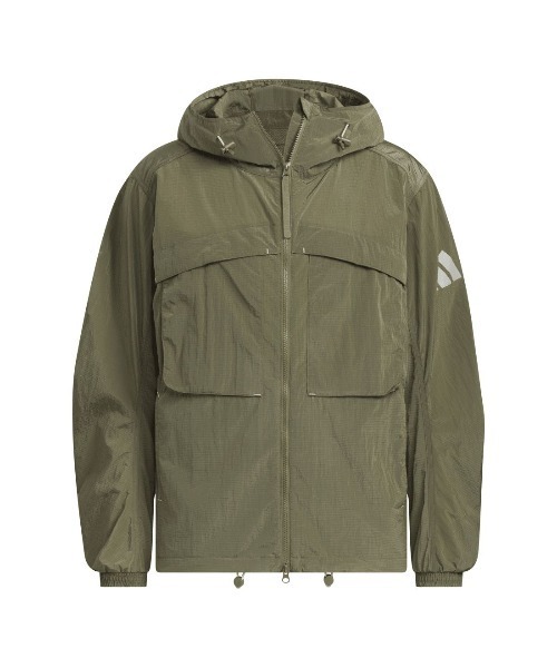 adidas(アディダス)の「アディダス adidas シティエスケープ ルーズフィット シャイニークリンクル リップストップ フード付きジャケット(ナイロンジャケット・メンズ・キャメル/オリーブ・LL/3L/S/M/L)」の8枚目の写真