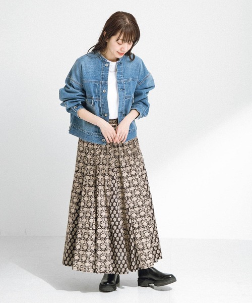 URBAN RESEARCH Sonny Label（アーバンリサーチサニーレーベル）の「コットンプリントマチ切替えフレアスカート（スカート・レディース・ブラック/ピンク・FREE）」の6枚目の写真