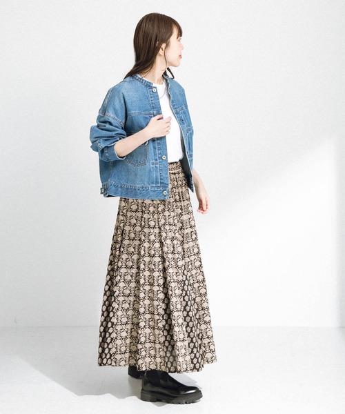 URBAN RESEARCH Sonny Label（アーバンリサーチサニーレーベル）の「コットンプリントマチ切替えフレアスカート（スカート・レディース・ブラック/ピンク・FREE）」の4枚目の写真