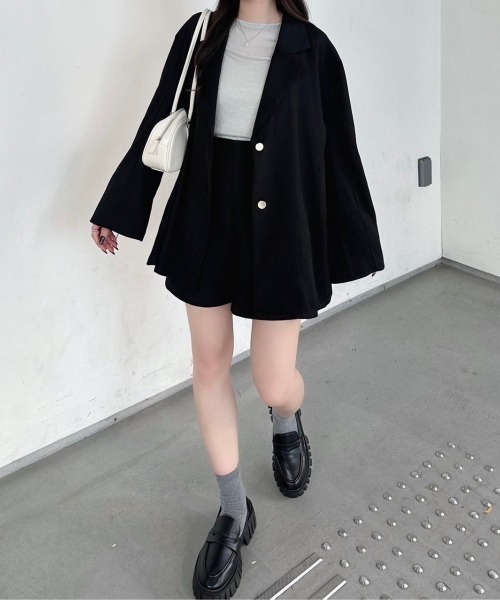 nemne store（ネンネストア）の「《Delfy》バックリボンジャケット セットアップ可能（テーラードジャケット・レディース・ブラック系/アイボリー/ライトグレー/ピンク系・SMALL/MEDIUM）」の2枚目の写真