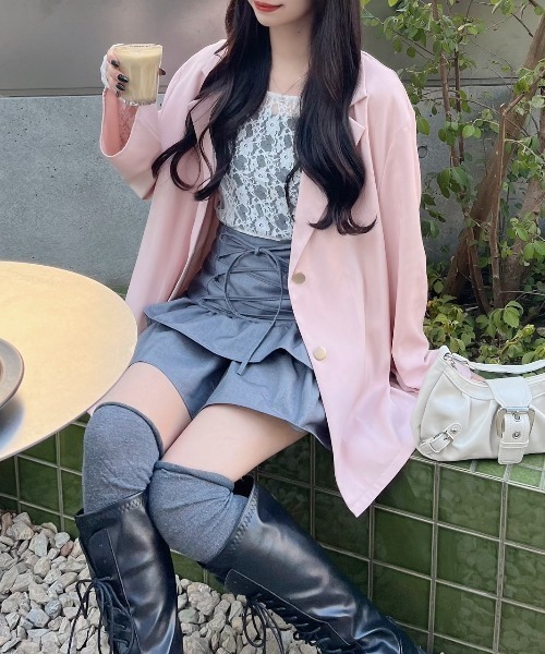 nemne store（ネンネストア）の「《Delfy》バックリボンジャケット セットアップ可能（テーラードジャケット・レディース・ブラック系/アイボリー/ライトグレー/ピンク系・SMALL/MEDIUM）」の4枚目の写真